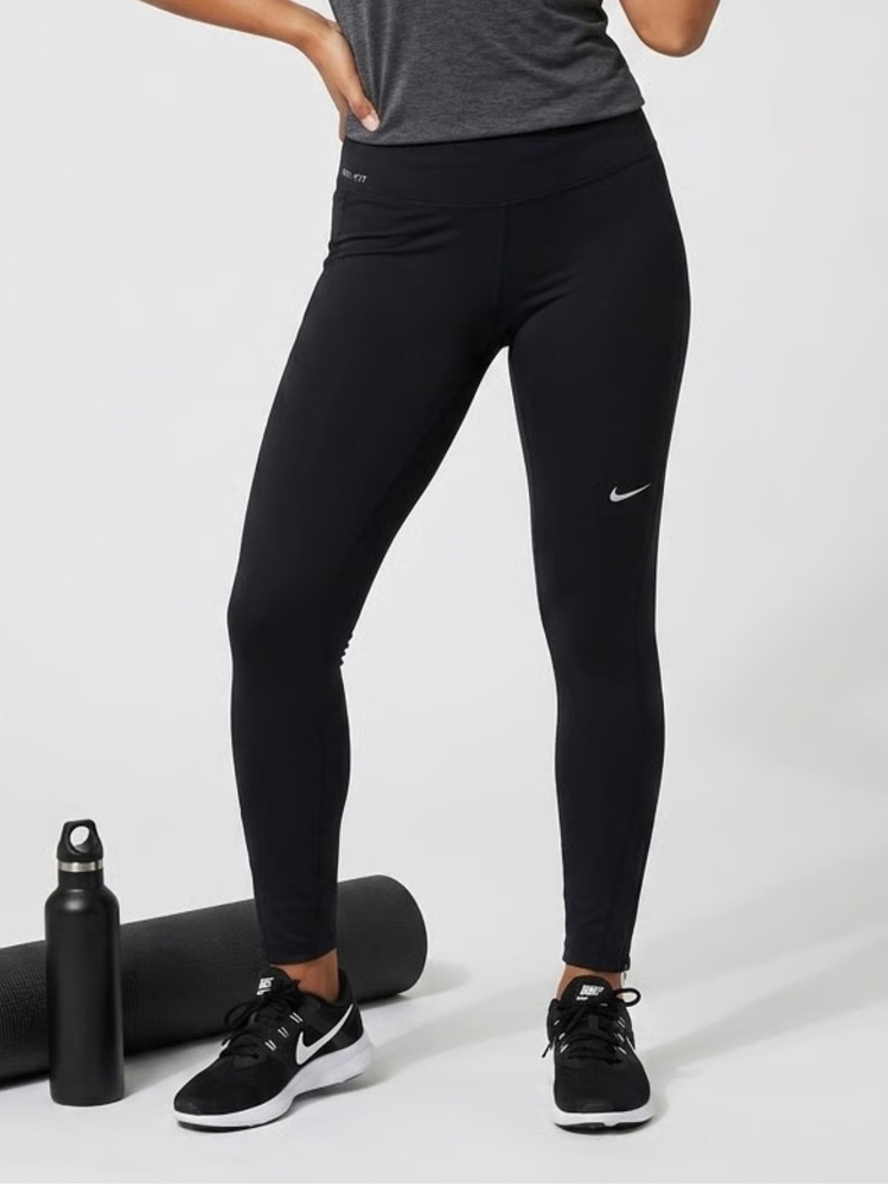 NIKE | Black Full Length Zipper Ankle Leggings Sz S